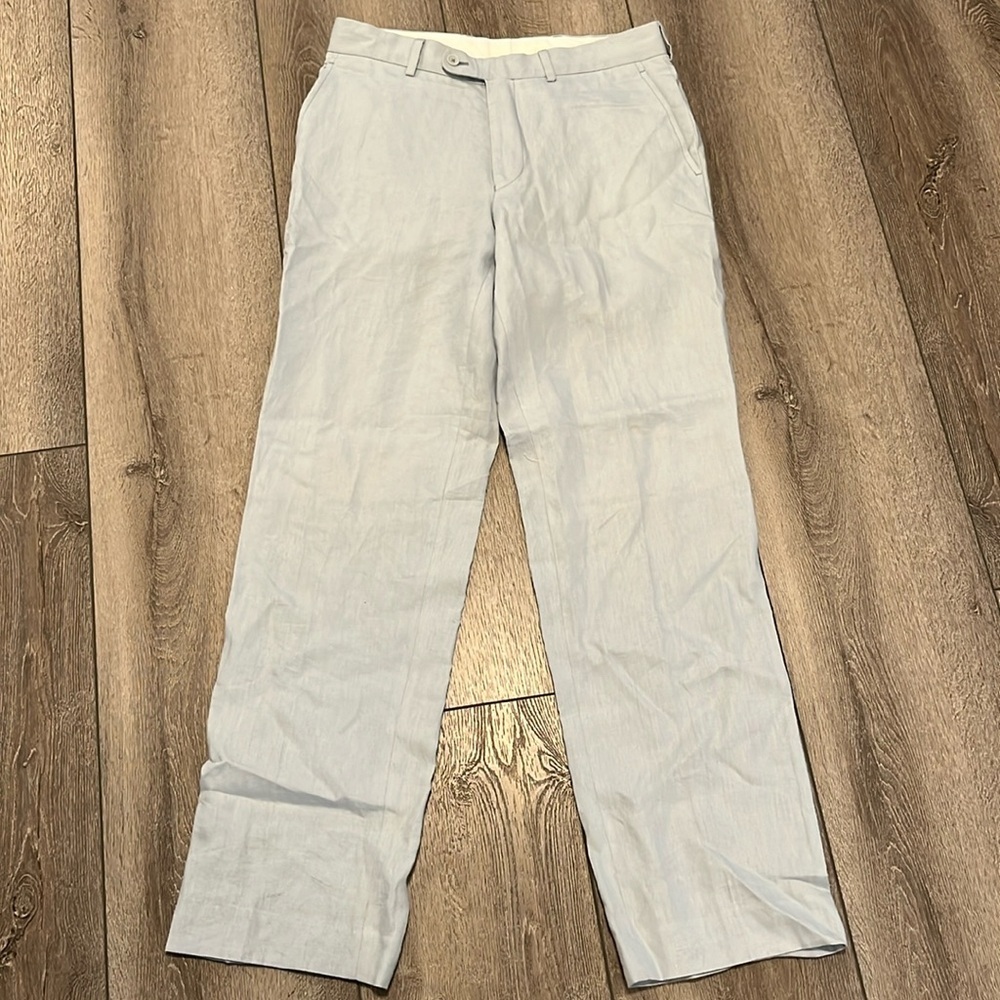 Mens racing green light blue linen pants size 32